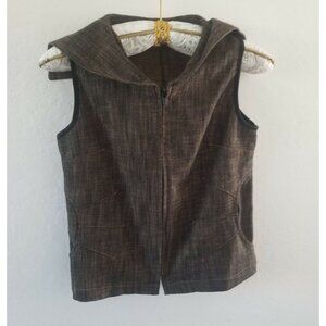 Sunlight Gilet Womens Sleeveless Full Zip Vest Top Jacket Denim Brown Casual
